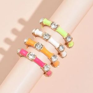 NEW  Set of 4 Colorful Stackable Enamel Ring SZ 7